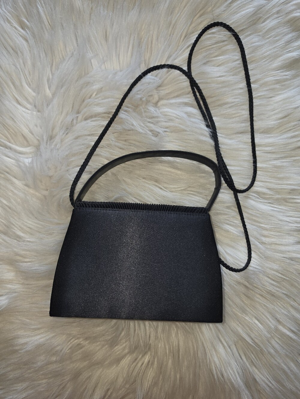Vintage SASHH New York Black Satin Evening Bag Clutch Handbag 90s - Picture 3 of 6